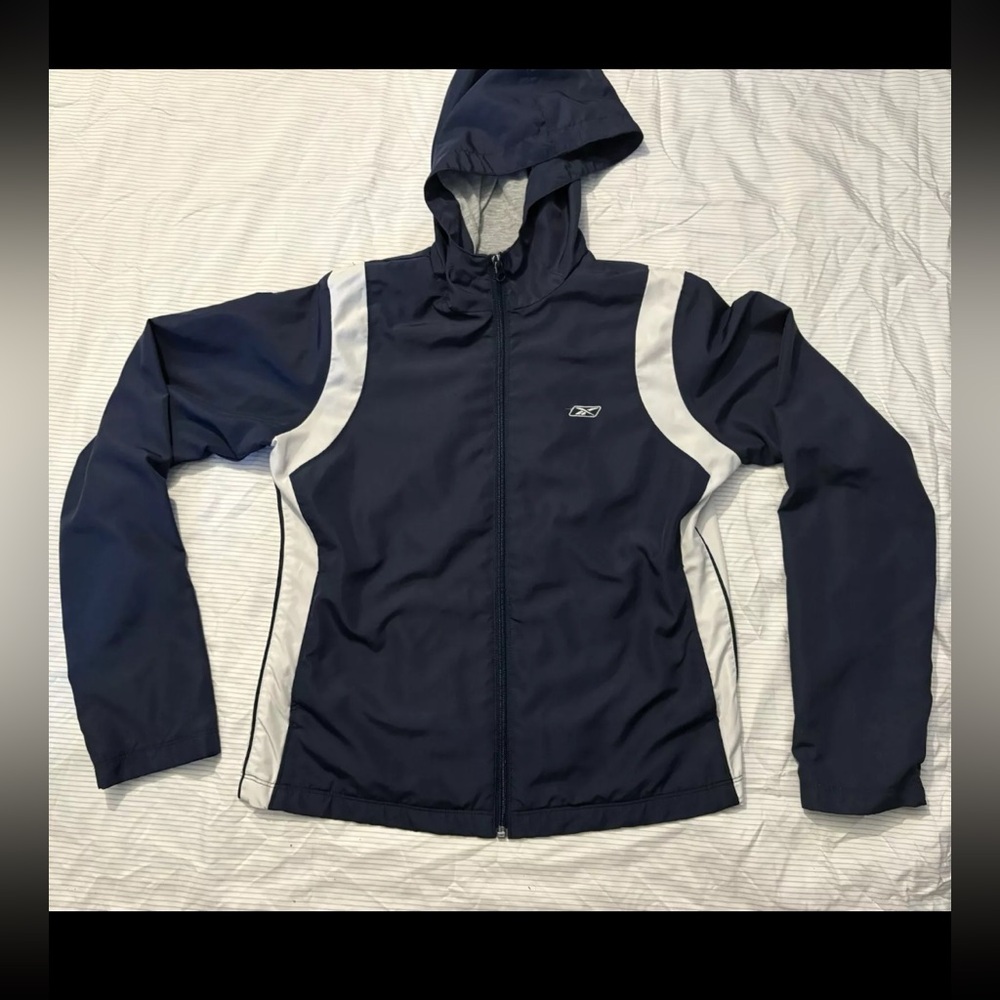 Vintage Reebok Zip Up Hoodie Sweatshirt Women’s Size Small Navy Athletic